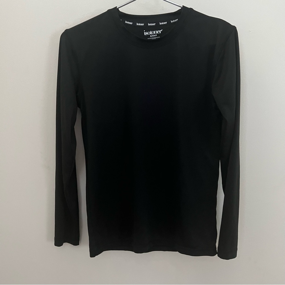 Isotoner Men’s Black Athletic Long Sleeve Shirt Size Small